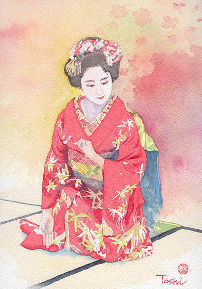 舞妓はんどす Maiko - 【公式】水彩画家・峯田敏幸のホームページ